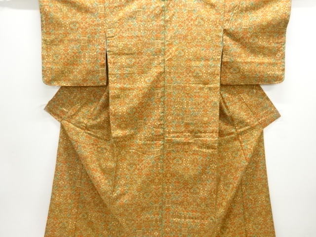 JAPANESE KIMONO / ANTIQUE KIMONO / SILK / TSUMUGI / FLORAL SARASA